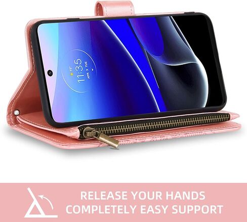 Asuwish Phone Case for Motorola Moto G Stylus 5G 2022 Wallet Cover with Tempered Glass Screen Protector and Flower Flip Credit Card Holder Cell Accessories XT2215-1 XT2215-4 XT2215DL Women Rose Gold in Kuwait