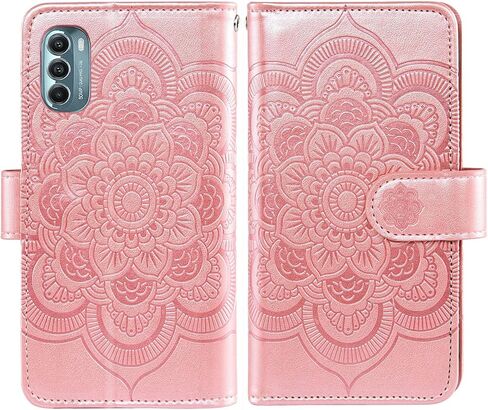 Asuwish Phone Case for Motorola Moto G Stylus 5G 2022 Wallet Cover with Tempered Glass Screen Protector and Flower Flip Credit Card Holder Cell Accessories XT2215-1 XT2215-4 XT2215DL Women Rose Gold in Kuwait