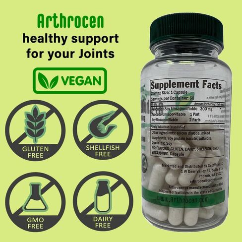 Joint Health Supplement, 300Mg Avocado Soy Unsaponifiable, Non-GMO, Dairy Free, Gluten Free & Shellfish Free, 60 Day Supply, One Capsule Per Day (2 Months)… in Kuwait