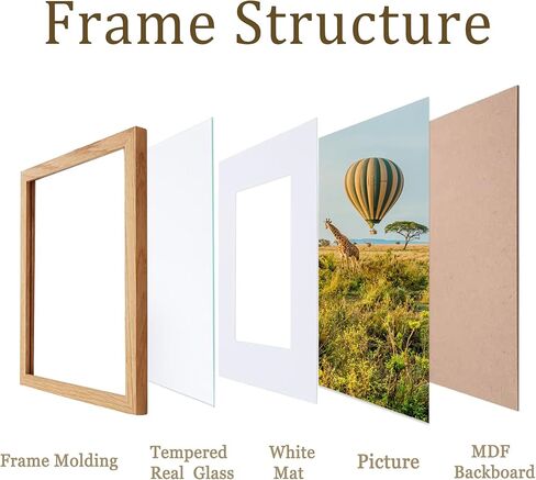 5x7 White Frame Made of Woodgrain 4x6 with Mat or 5x7 Without Mat,Covered by Real Glass Collage Frames-Table Top Display or Wall Mounting 5 By 7 Photo Frame,Perfect for Home Décor Gifts in Kuwait