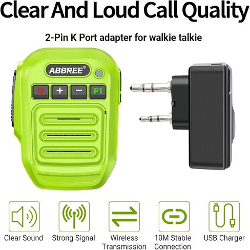 ABBREE Ham Radio Wireless Handheld Speaker Mic, 2 Pin Shoulder Microphone Compatible with Baofeng UV-5R,BF-F8HP,5RM,UV-21R,UV-5G Plus,K5PLUS,GM-15Pro TD-H3 8 Quansheng UV-K5 8 Walkie Talkies in Kuwait