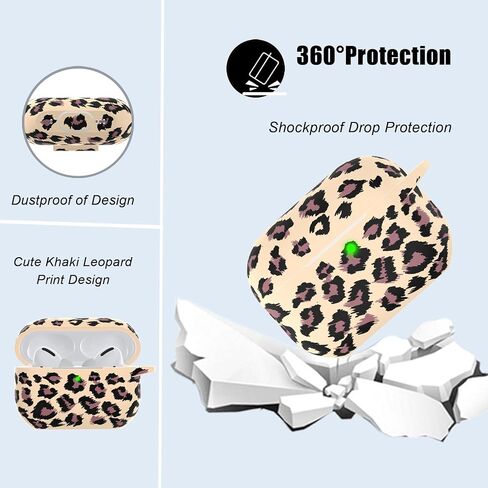 for AirPods Pro 2 Case Cover, Cute Strawberry Charm Keychain, Kawaii Heart Flower Daisy Key Chains for Apple AirPods Pro Gen 2 Charging Case Cover Khaki Leopard in Saudi Arabia
