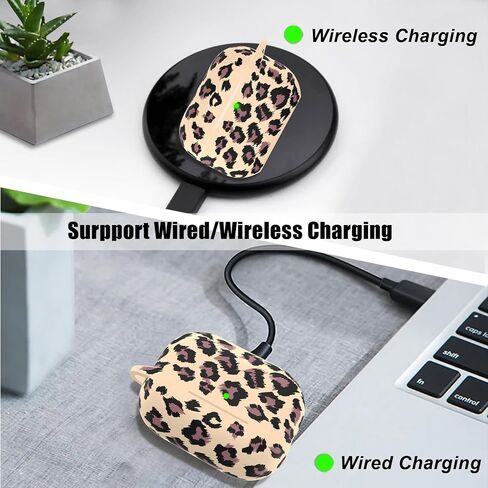 for AirPods Pro 2 Case Cover, Cute Strawberry Charm Keychain, Kawaii Heart Flower Daisy Key Chains for Apple AirPods Pro Gen 2 Charging Case Cover Khaki Leopard in Saudi Arabia