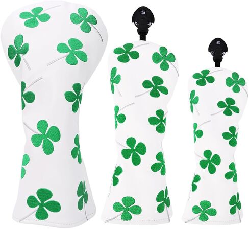 Golf Club Head Covers, 1pc Golf Driver Headcover or 3pcs Golf Headcovers Set 1 F H, Lucky Clover Golf 3 Wood Headocver, Driver Cover and Hybrid Headcovers for Men Women Golfer in Kuwait