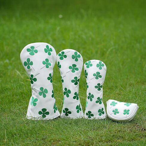 Golf Club Head Covers, 1pc Golf Driver Headcover or 3pcs Golf Headcovers Set 1 F H, Lucky Clover Golf 3 Wood Headocver, Driver Cover and Hybrid Headcovers for Men Women Golfer in Kuwait