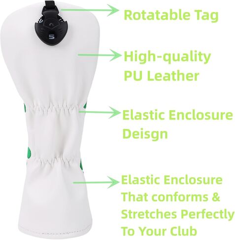Golf Club Head Covers, 1pc Golf Driver Headcover or 3pcs Golf Headcovers Set 1 F H, Lucky Clover Golf 3 Wood Headocver, Driver Cover and Hybrid Headcovers for Men Women Golfer in Kuwait