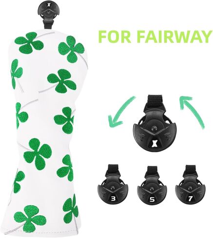 Golf Club Head Covers, 1pc Golf Driver Headcover or 3pcs Golf Headcovers Set 1 F H, Lucky Clover Golf 3 Wood Headocver, Driver Cover and Hybrid Headcovers for Men Women Golfer in Kuwait