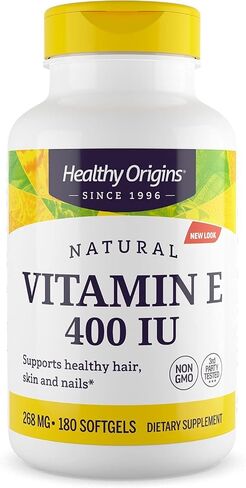Healthy Origins Vitamin E, 400 IU with Naturally Sourced Mixed Tocopherols - Vitamin E Supplement - Non-GMO & Gluten-Free Skin, Hair, & Nails Vitamin - 90 Softgels in Kuwait