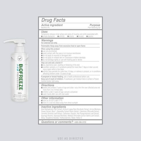 Biofreeze Professional Menthol Pain Relieving Gel 32 FL OZ Bottle With Pump For Pain Relief Of Sore Muscles, Arthritis, Backache, And Joint Pain, Original Green Formula (Packaging May Vary) in Kuwait