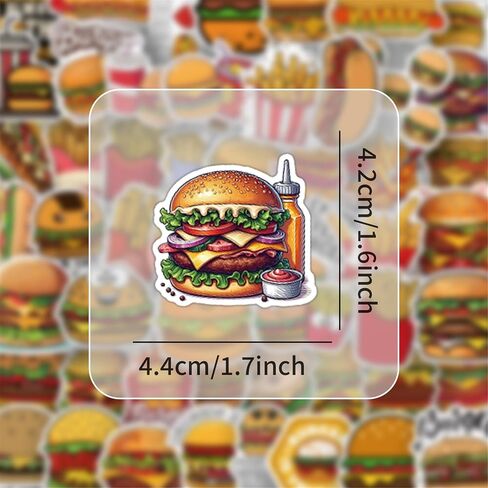 Burger and Fries Stickers,50PCs,French Fries Laptop Decals Gift Toddlers Teens Girls Cute Cool Kawaii Tools Decorations DIY,Stickers for Hydro Flask in Kuwait