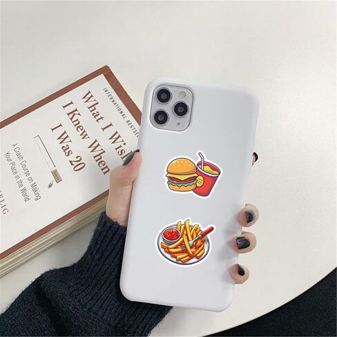 Burger and Fries Stickers,50PCs,French Fries Laptop Decals Gift Toddlers Teens Girls Cute Cool Kawaii Tools Decorations DIY,Stickers for Hydro Flask in Kuwait