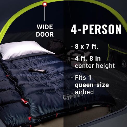 Coleman Skydome Dark Room Tent, 4/6/8/10 Person Family Tent Blocks 90% of Sunlight & Sets Up in 5 Minutes, Weatherproof Tent Offers 20% More Headroom in Saudi Arabia