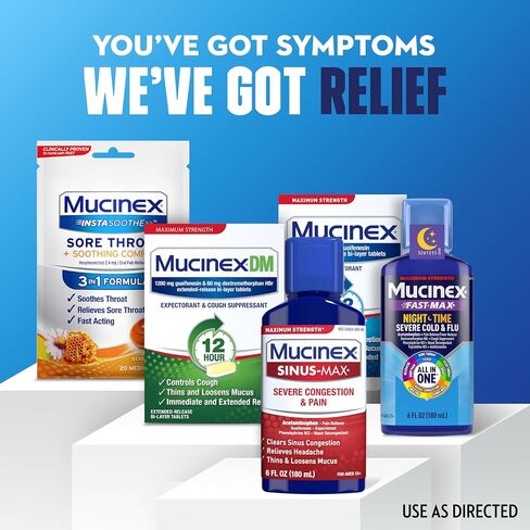 الاحتقان الشديد وتخفيف الآلام، Mucinex Sinus-Max Max Strength، 6oz يزيل احتقان الجيوب الأنفية والأنف، ويخفف الصداع والحمى، ويخفف المخاط ويخففه in Saudi Arabia