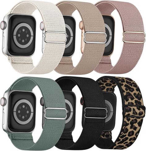 6 حزمة حلقة منفردة ممتدة متوافقة مع Apple Watch Band 41mm 40mm 38mm 44mm 45mm 46mm 42mm 49mm نساء الرجال ، وأشرطة رياضية نايلون مقاومة للماء لسلسلة Iwatch Series 10 9 8 7 6 5 4 3 SE Ultra 2 in Saudi Arabia