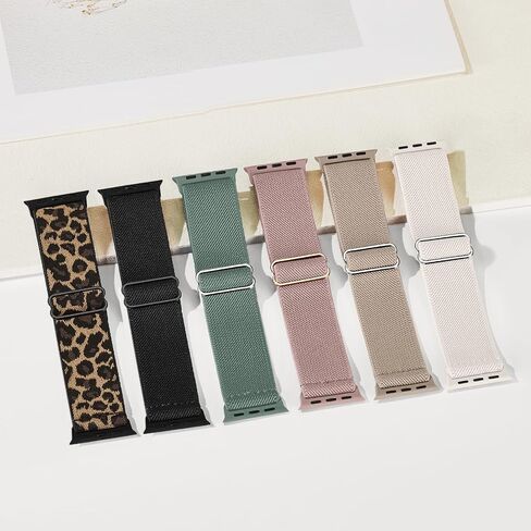 6 حزمة حلقة منفردة ممتدة متوافقة مع Apple Watch Band 41mm 40mm 38mm 44mm 45mm 46mm 42mm 49mm نساء الرجال ، وأشرطة رياضية نايلون مقاومة للماء لسلسلة Iwatch Series 10 9 8 7 6 5 4 3 SE Ultra 2 in Saudi Arabia