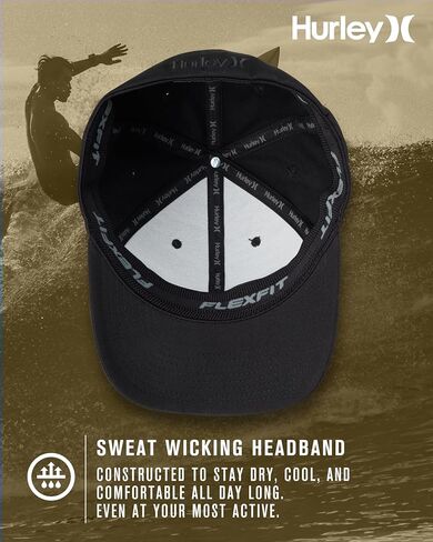 Hurley Men's Baseball Cap - Breathable 6 Panel Stretch Curved Bill Fitted Hat in Saudi Arabia
