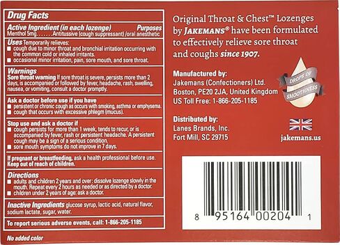 Jakemans Throat & Chest Menthol Cough Suppressant – Peppermint - 30 Lozenges (3 pack) in Kuwait