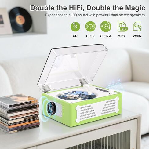 Portable Retro CD Player with Bluetooth Out & in, Vintage Desktop CD Player for Home with Speakers Support USB/AUX/Headphone Mode, Remote Control, White in Kuwait