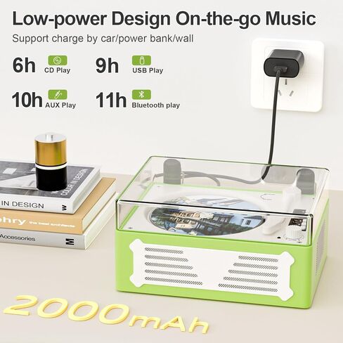 Portable Retro CD Player with Bluetooth Out & in, Vintage Desktop CD Player for Home with Speakers Support USB/AUX/Headphone Mode, Remote Control, White in Kuwait