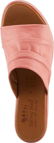 صندل نسائي من Spring Step ALLERTON مصنوع من الجلد بكعب عريض سهل الارتداء بتفاصيل مجمعة باللون الأبيض مقاس EU 40 / US 9 in Saudi Arabia