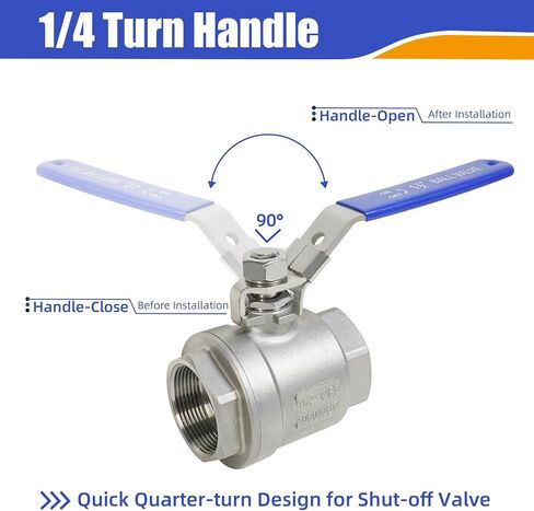 4 Pack 1/2'' Stainless Steel 304 Ball Valves, NPT Female Full Port Ball Valve Heavy Duty Shut Off Valve 1/2 inch for Water, Oil, and Gas with Locking Device, NPT Female x Female Thread, 1000 WOG in Kuwait
