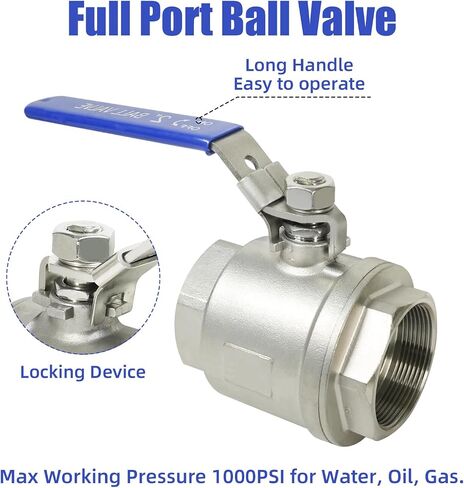 4 Pack 1/2'' Stainless Steel 304 Ball Valves, NPT Female Full Port Ball Valve Heavy Duty Shut Off Valve 1/2 inch for Water, Oil, and Gas with Locking Device, NPT Female x Female Thread, 1000 WOG in Kuwait
