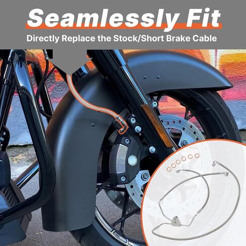 خط فرامل أمامي بطول 14 بوصة لـ Harley 1996-2013 Harley Touring Road King/Road Glide/Street Glide/Electra Glide بدون نماذج ABS، كابل فرامل مضفر من الفولاذ المقاوم للصدأ، أسود in Kuwait