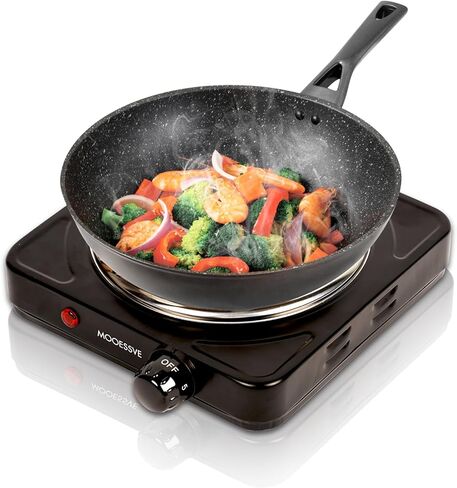 1800W Electric Hot Plate for Cooking, Double Burner with 7.2"&6.1" Aluminum Heating Plate, Portable Cooking Stove, Adjustable Temperature Controls, Easy to Clean, Compatible for All Cookwares in Saudi Arabia