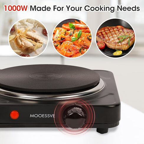 1800W Electric Hot Plate for Cooking, Double Burner with 7.2"&6.1" Aluminum Heating Plate, Portable Cooking Stove, Adjustable Temperature Controls, Easy to Clean, Compatible for All Cookwares in Saudi Arabia