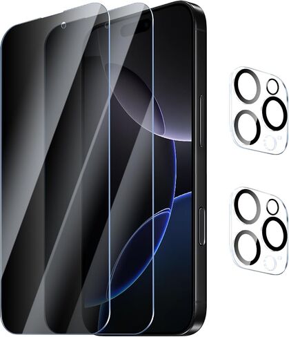 2 Pack Privacy Screen Protector for iPhone 16 Pro Max with 2 Pack Camera Lens Protector, Anti Spy Tempered Glass Film Scratch Resistant 9H Hardness Case Friendly in Saudi Arabia