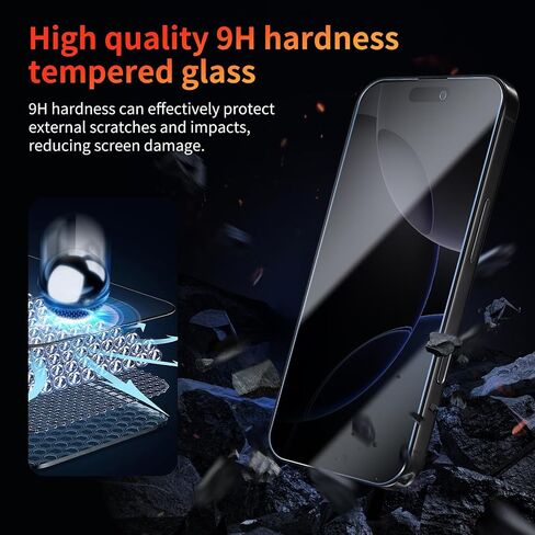 2 Pack Privacy Screen Protector for iPhone 16 Pro Max with 2 Pack Camera Lens Protector, Anti Spy Tempered Glass Film Scratch Resistant 9H Hardness Case Friendly in Saudi Arabia