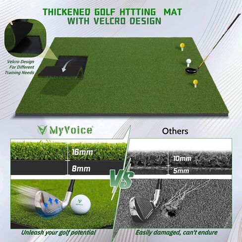 Durable Dual-Turf Golf Hitting Mat Set, 5x4ft Thickened Golf Mat for Indoor/Outdoor Golf Practice, Driving, Swinging, Chipping Mat, Compatible with Golf Simulators, Ideal for Men, Kids, Golfers in Kuwait