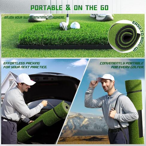 Durable Dual-Turf Golf Hitting Mat Set, 5x4ft Thickened Golf Mat for Indoor/Outdoor Golf Practice, Driving, Swinging, Chipping Mat, Compatible with Golf Simulators, Ideal for Men, Kids, Golfers in Kuwait