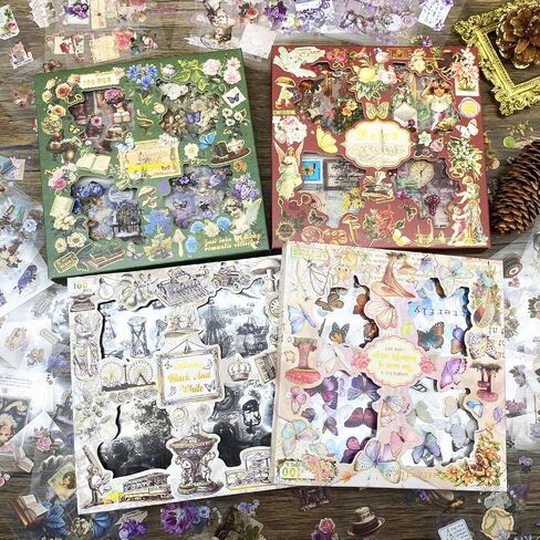 560pcs Black Vintage PET Stickers, Junk Journal Supplies for Adults Transparent Waterproof Scrapbook Stickers, Ephemera for Scrapbooking, Journaling, DIY Art Crafts, Laptop, Water Bottles, Card Making in Saudi Arabia