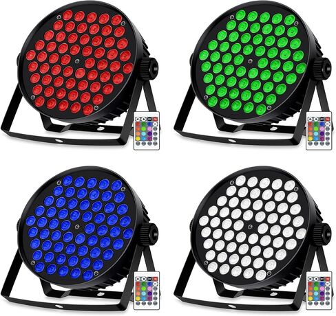 أضواء LED الاسمية، 90 واط 60 LED RGBW 4IN1 أضواء المسرح الاسمية الصوت المنشط التشغيل التلقائي عن طريق التحكم عن بعد وDMX أضواء المسرح للأحداث الزفاف الكنيسة حفلة DJ عرض حي DJ إضاءة المسرح 2 حزمة in Kuwait
