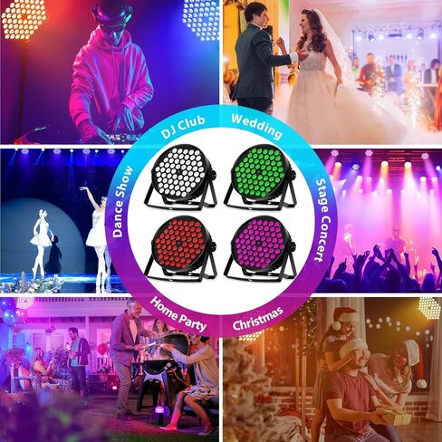 أضواء LED الاسمية، 90 واط 60 LED RGBW 4IN1 أضواء المسرح الاسمية الصوت المنشط التشغيل التلقائي عن طريق التحكم عن بعد وDMX أضواء المسرح للأحداث الزفاف الكنيسة حفلة DJ عرض حي DJ إضاءة المسرح 2 حزمة in Kuwait