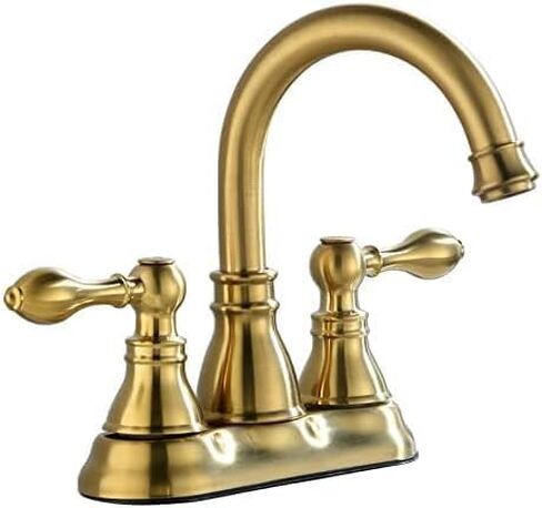 2 Handle Oil Rubbed Bronze Bathroom Sink Faucet with Overflow Pop up Drain, 3 Hole Faucet Faucet,360° Swivel Spout 4 Inch Centerset Lavatory Faucet,F-4501-NB in Kuwait