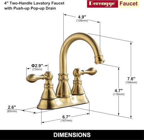 2 Handle Oil Rubbed Bronze Bathroom Sink Faucet with Overflow Pop up Drain, 3 Hole Faucet Faucet,360° Swivel Spout 4 Inch Centerset Lavatory Faucet,F-4501-NB in Kuwait