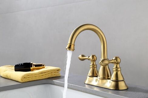 2 Handle Oil Rubbed Bronze Bathroom Sink Faucet with Overflow Pop up Drain, 3 Hole Faucet Faucet,360° Swivel Spout 4 Inch Centerset Lavatory Faucet,F-4501-NB in Kuwait