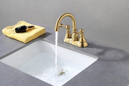 2 Handle Oil Rubbed Bronze Bathroom Sink Faucet with Overflow Pop up Drain, 3 Hole Faucet Faucet,360° Swivel Spout 4 Inch Centerset Lavatory Faucet,F-4501-NB in Kuwait