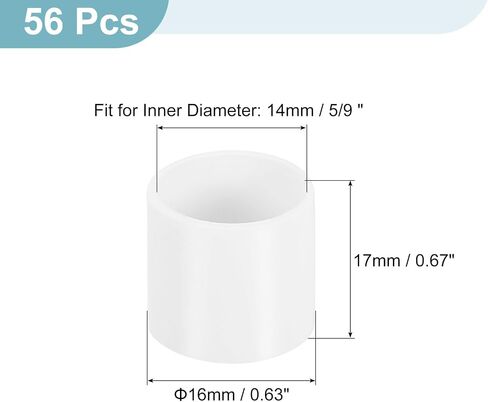 uxcell 56Pcs Chair Leg Caps, 8mm (1/3 Inch) Non-Marking PVC Chair Leg Tips Non-Slip Chair Leg Floor Protectors Round Table Covers End Caps for Furniture, White in Kuwait