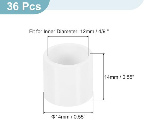 uxcell 56Pcs Chair Leg Caps, 8mm (1/3 Inch) Non-Marking PVC Chair Leg Tips Non-Slip Chair Leg Floor Protectors Round Table Covers End Caps for Furniture, White in Kuwait