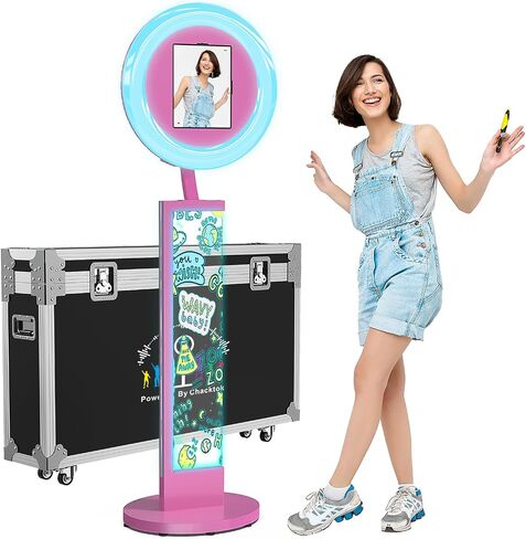 Upgrade Photo Booth for Any iPad,DIY Photo Booth Stand with Flight Case,Hand-Painted Selfie Photo Booth with Chacktok Software,Ideal for Wedding,Parties and Birthday Party in Kuwait