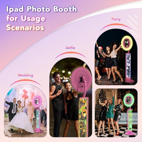 Upgrade Photo Booth for Any iPad,DIY Photo Booth Stand with Flight Case,Hand-Painted Selfie Photo Booth with Chacktok Software,Ideal for Wedding,Parties and Birthday Party in Kuwait