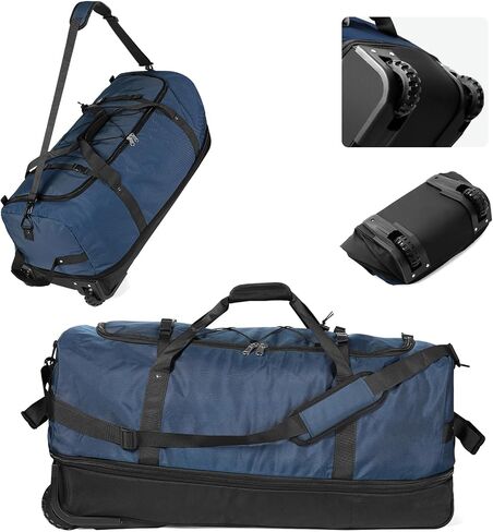 CONTAIL 32"110L Expandable 140L Rolling Duffle Bag with 2 Inline Wheels,Convertible Weekend Travel Bag with Bungee-Cord System,Army Green in Saudi Arabia