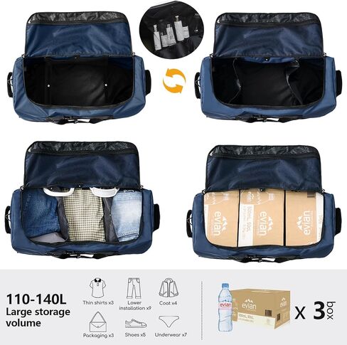 CONTAIL 32"110L Expandable 140L Rolling Duffle Bag with 2 Inline Wheels,Convertible Weekend Travel Bag with Bungee-Cord System,Army Green in Saudi Arabia
