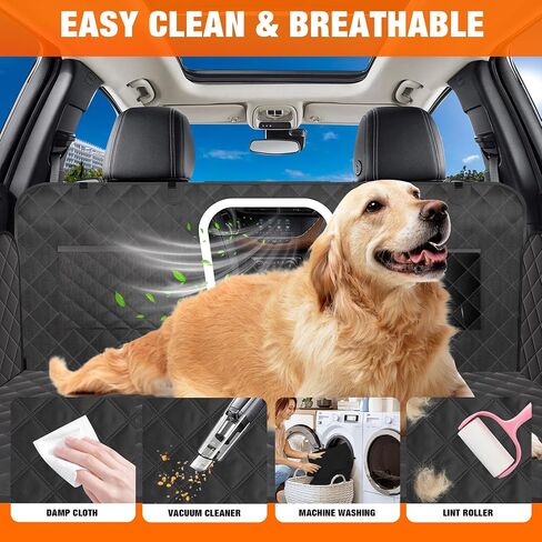 Back Seat Extender for Dogs, Dog Car Seat Cover for Back Seat with Mesh Window, Hard Bottom Dog Car Seat Cover Supports 400lbs, 600D Waterproof Dog Seat Cover Hammock for Car/SUV/Small Truck in Saudi Arabia