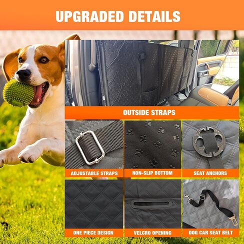 Back Seat Extender for Dogs, Dog Car Seat Cover for Back Seat with Mesh Window, Hard Bottom Dog Car Seat Cover Supports 400lbs, 600D Waterproof Dog Seat Cover Hammock for Car/SUV/Small Truck in Saudi Arabia