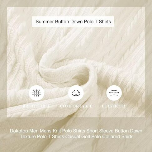 Mens Knit Polo Shirts Short Sleeve Button Down Texture Polo T Shirts Casual Golf Polo Collared Shirts in Kuwait