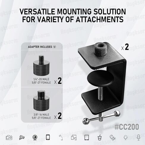 Mic Podium Flange Mounts with Pad, Microphone Gooseneck Table Mounts with 5/8-27 Male 3/8-16 Female Threads and Mounting Screws, 1PCS in Kuwait